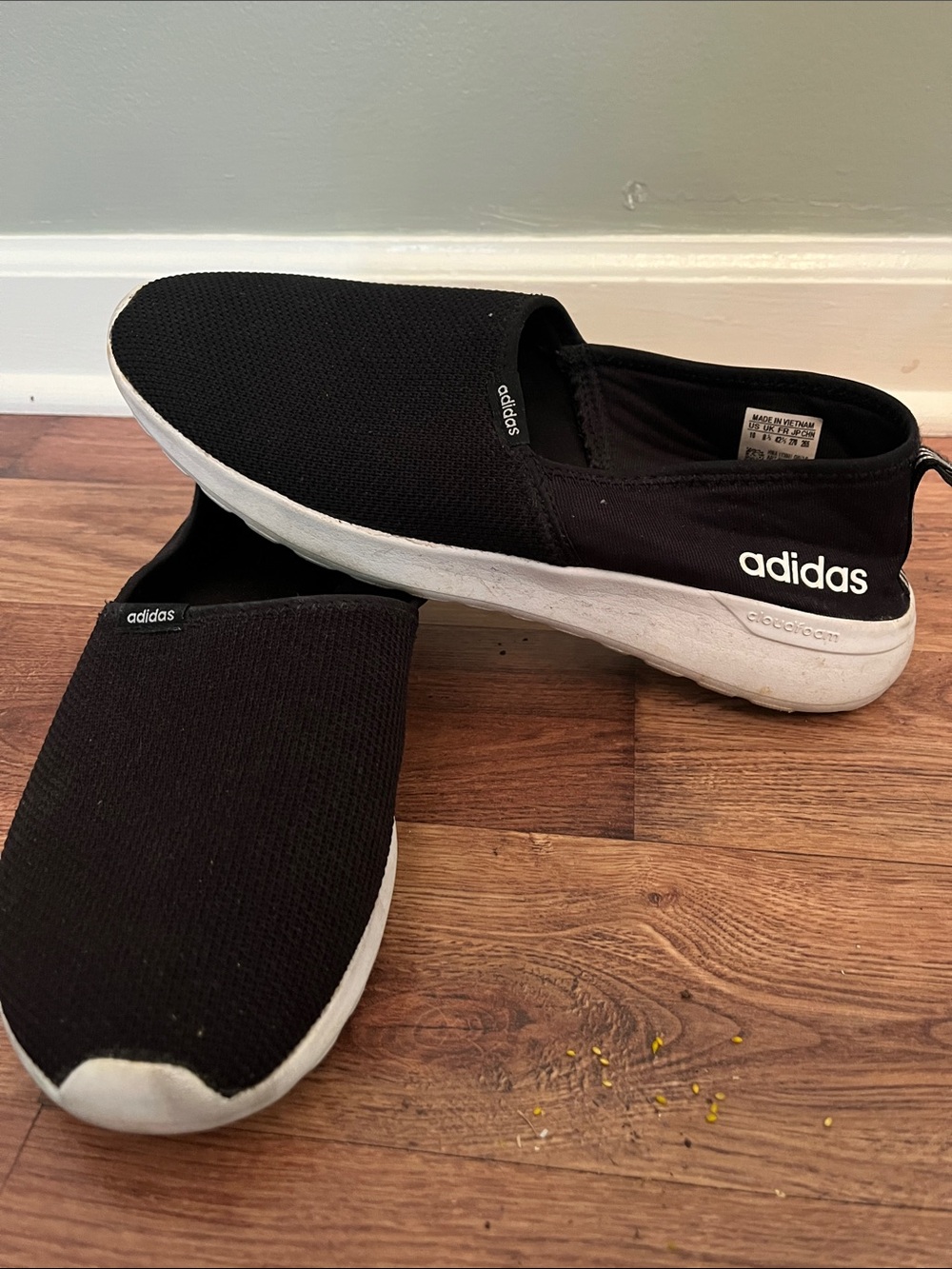 adidas Black Slip-On Knit Sneakers with White Soles - Picture 2 of 4